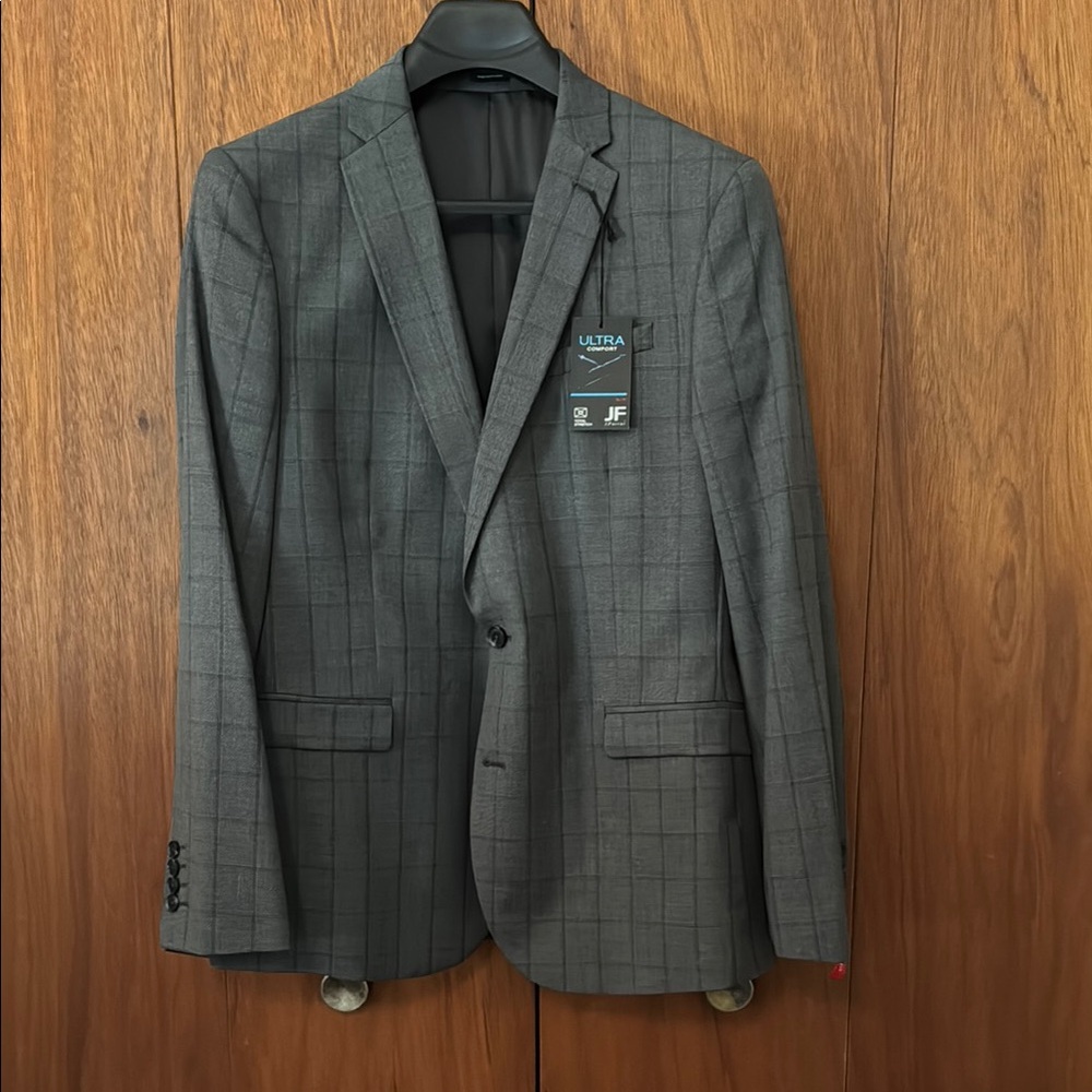 JF J. Ferrar Gray Plaid Blazer